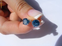 Cercei STUD cu 2 BRILIANTE albastre de 1 CARAT fiecare cu certificat de autenticitate foto