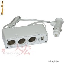 Priza tripla cu USB culoare ALBA foto