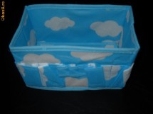 Organizator mini pentru birou/ spatii restranse. Cutie pliabila pentru bijuterii, pixuri, accesorii, cosmetice din textil. foto