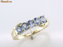 Inel designer aur 14K, 3.1g, montura 5 TANZANITE ovale foto