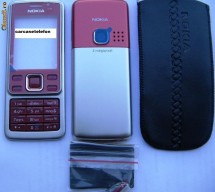 CARCASA NOKIA 6300 RED(ROSU),COMPLETE METALICE +HUSA SI SURUBURI CADOU CADOU,POZE REALE foto