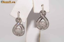 superbi cercei aur alb 14K cu diamante naturale 1.10CT foarte ieftini foto