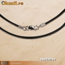 Snur de piele neagra 45 cm cu inchizatoare de inox Z400L foto