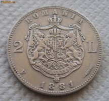 2 lei 1881 - stare excelenta - RAR in aceasta calitate!!! Piesa de colectie!!!