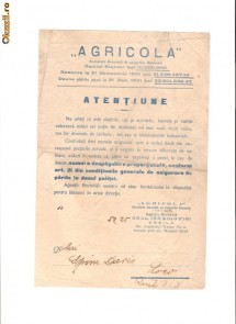 152 Document vechi-1921(1922?)-,,AGRICOLA Societate Anonima de Asigurari Generale, Agentia Generala Saul Israilovici, Braila, catre Spiru Davis(grec? foto