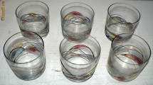 6 pahare de whisky din sticla suflata pictate manual foto