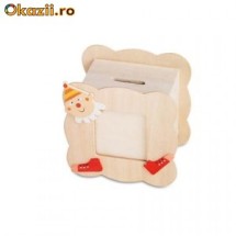 Pusculita lemn cu rama foto dubla Culoare - Rosu,  KC6900-05 foto