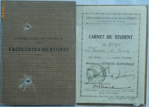 Universitatea din Bucuresti , Facultatea de Stiinte , Sectiunea Stiinte Naturale , carnet de student  , 1933 foto