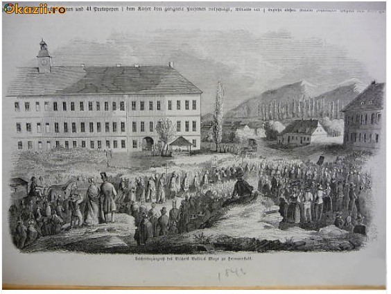 * Litografie Sibiu - Hermanstadt 1846 - autentica foto mare