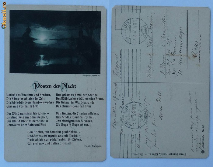 Circulatie militara ,Feldpost ,1916 foto mare