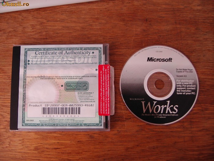 MICROSOFT WORKS VERSIUNE 4.5 foto mare