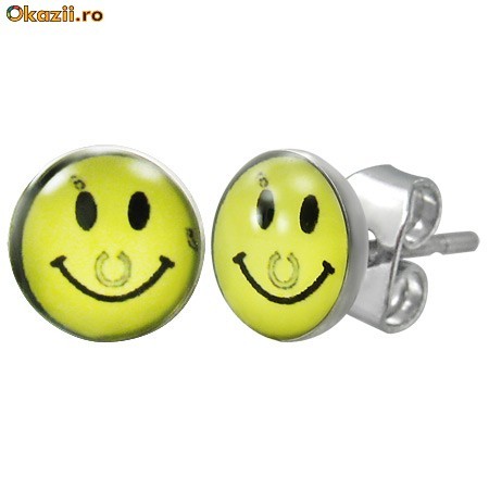 Cercei din inox 6 mm - emoticon - cod 117 foto mare