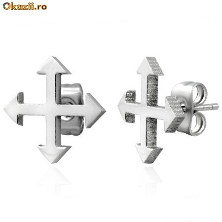 Cercei din inox 6 mm - Cruce - cod 130 foto mare