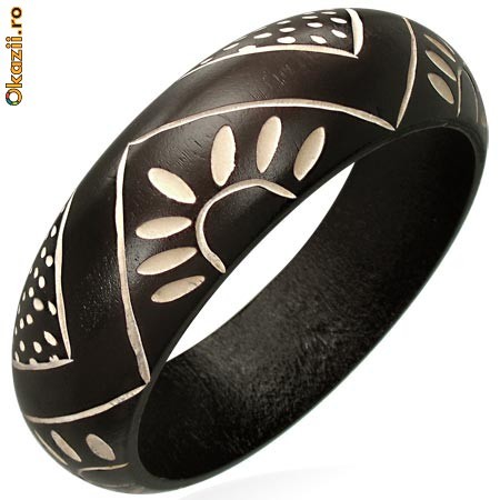 Bratara din lemn sculptata manual 7 cm diam. -  cod 427 foto mare