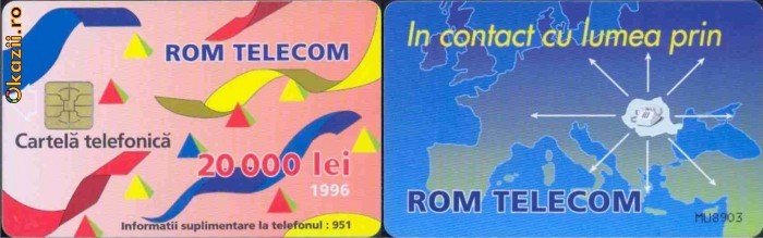 Cartela ROMTELECOM Rom 18a de colectie foto mare