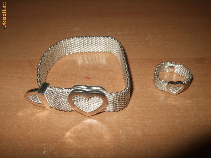 SET ARGINT 925 (BRATARA + INEL) foto mare