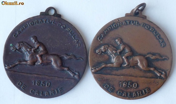 2 medalii , Campionatul National de Calarie 1950 , Campionatul de Plasa , Locurile I si II foto mare