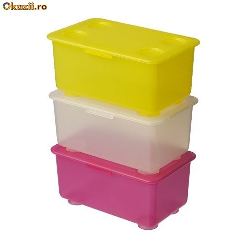 IKEA - GLIS set cutie cutii capac 17x10cm alb roz galben set 3 buc + MULTE ALTE PRODUSE IKEA ORIGINALE foto mare