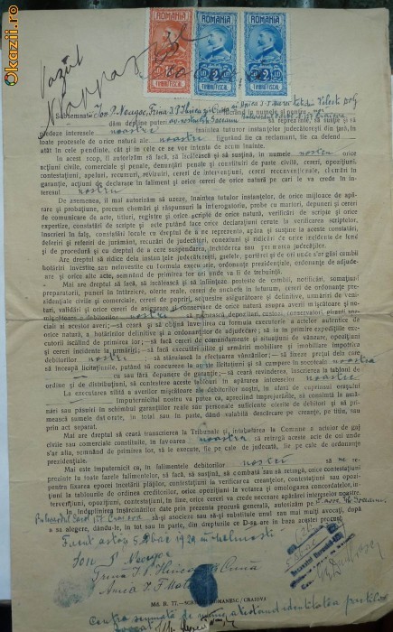 Procura reprezentare interese , Craiova , 1929 foto mare