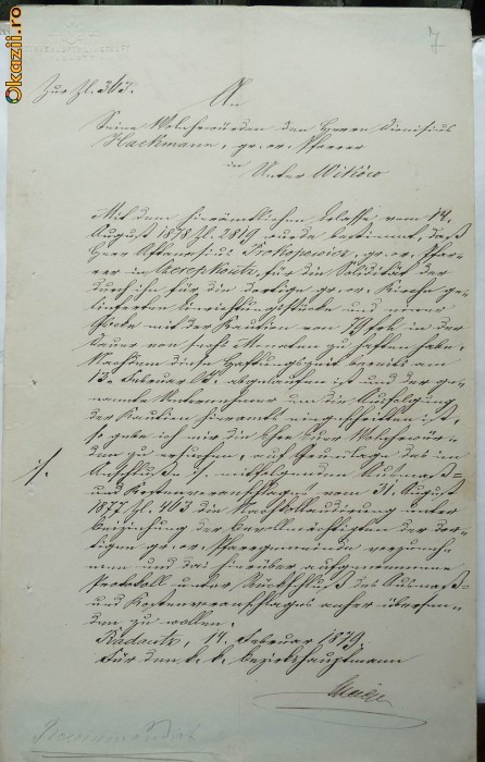 Document din Bucovina , 1879 , timbru sec foto mare