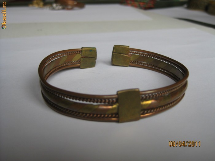 BRATARA HANDMADE VECHE DE COLECTIE DIN BRONZ foto mare
