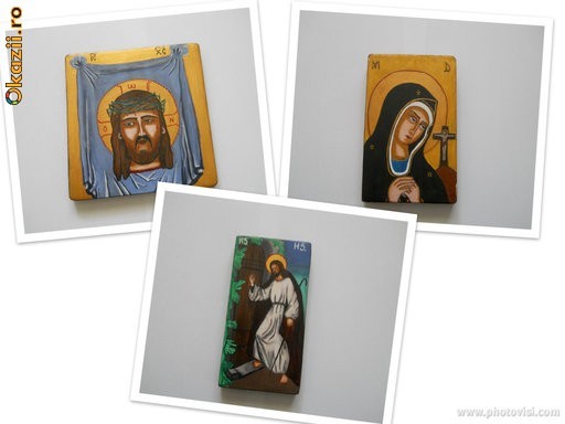 Icoane pictate pe lemn Iisus Hristos, Maica Domnului foto mare