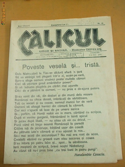 ZIAR CALICUL. ANUL 44 NR. 16 Reducere 30 % foto mare