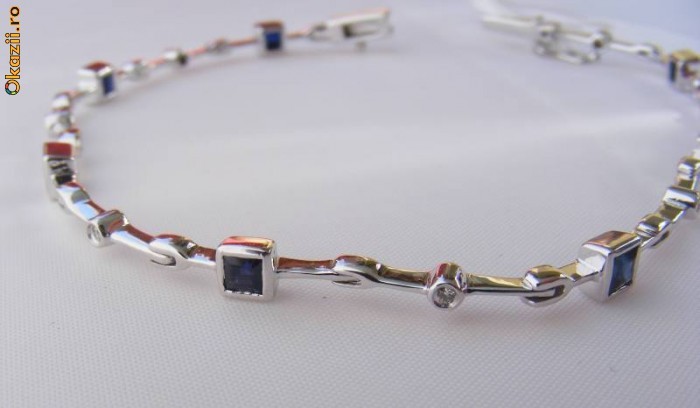 Bratara superfinuta aur 14K, 7g, model unicat cu 1CT SAFIRE si BRILIANTE !!! foto mare