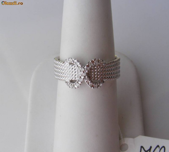 Minunat Inel argint, 4.8g, model impletit ornat cu 18 BRILIANTE ! foto mare