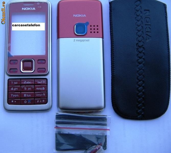 CARCASA NOKIA 6300 RED(ROSU),COMPLETE METALICE +HUSA SI SURUBURI CADOU CADOU,POZE REALE foto mare