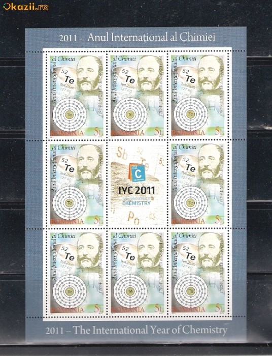 ROMANIA 2011- ANUL INTERNATIONAL AL CHIMIEI - MINICOALA - LP 1917 foto mare