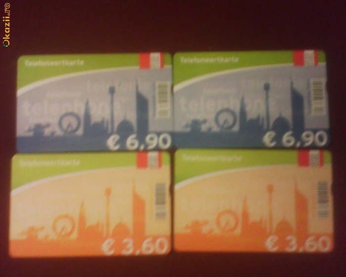 Lot 4 cartele telefonice de 3,6 si 6,9 euro foto mare