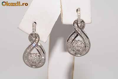 superbi cercei aur alb 14K cu diamante naturale 1.10CT foarte ieftini foto mare