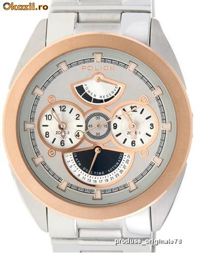 Ceas barbatesc AUTOMATIC POLICE PL-11789JSTBS/02 PORTLAND RESERVE, DUAL TIME nou cu eticheta, ORIGINAL in cutie PRET MAGAZIN 280 euro foto mare