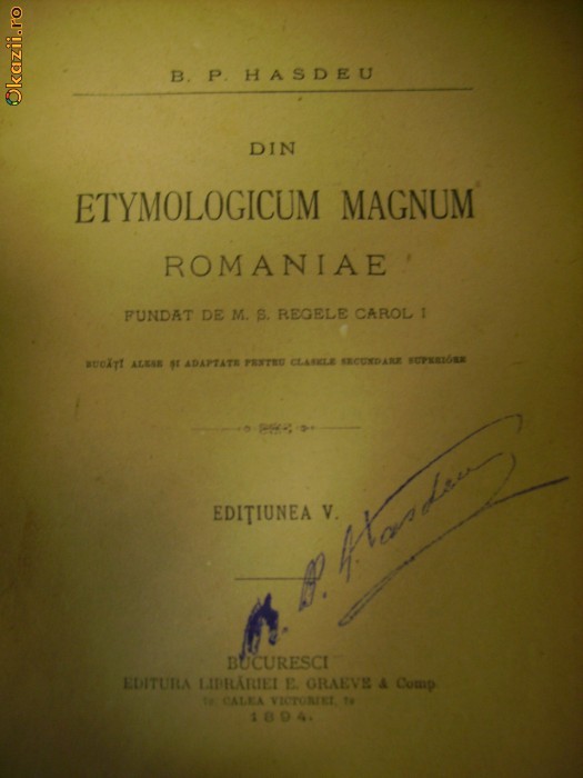 AUTOGRAF  B.P.HASDEU -1894 foto mare