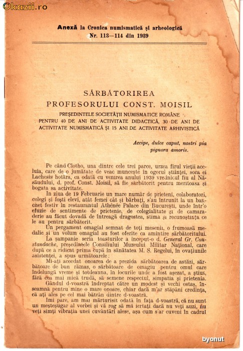 Sarbatorirea Prefesorului Constantin Moisil foto mare