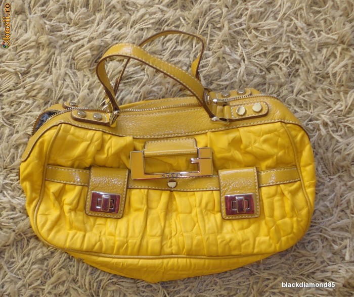 Geanta piele galbena Guess originala foto mare