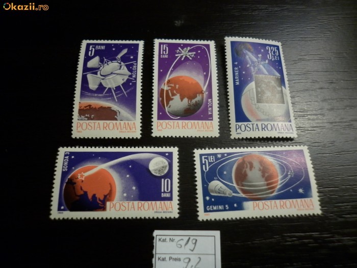 Romania LP 619 , Cosmonautica 1965, cal a II a ,  MNH/** foto mare
