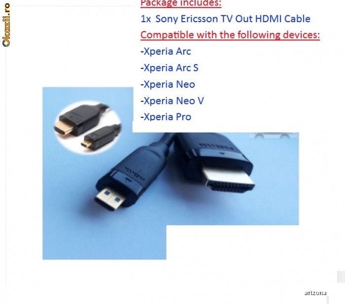 Vand Cable Adapter Sony Ericsson TV OUT HDMI foto mare