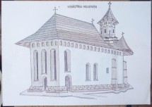 Manastirea Moldovita , desen de Lelcu , pictor de biserici , semnat foto