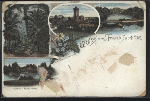 Litografie Frankfurt , necirculata , sfarsit de secol 19 foto mare