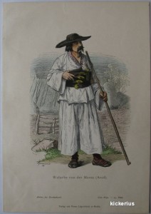 Gravura colorata aprox 1850 - Vlah de pe Mures - Arad foto