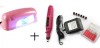 Kit Lampa uv Roz pentru unghii false cu geluri uv , 9 wati (1 tub de 9 w inclus) + Freza / pila semiprofesionala de unghii Roz + capete de freza