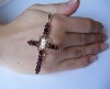 Pandant CRUCE mare 70*30mm cu imaginea lui ISUS si 4CT GRANATE, aur 14K, 9.3g !!