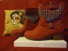 Cizme scurte Ghete Botine cu tinte metalice- NOU model casual punk goth rock Red (bordo)