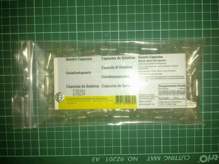 Capsule goale gelatinoase tip #00 (capsule gelatina capsula goala capsule medicamente) aprox. 120 buc, marca Dr. Clark Research Association foto mare Capsule goale gelatinoase tip #00 (capsule gelatina capsula goala capsule medicamente) aprox. 120 buc, marca Dr. Clark Research Association foto mare