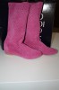 Cizme dama de vara din piele intoarsa fuchsia la jumatate de pret!!
