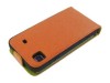 Husa Eleganta FLIP TOC Piele PORTOCALIU ORANGE  Samsung Galaxy S i9000 + Folie Protectie Display GRATIS