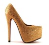 Pantofi Gold Strass model Zara toc 14 cm platforma 3 cm NOI
