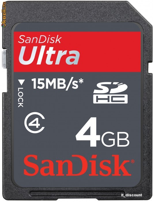 SANDISK ULTRA SDHC CARD MEMORY 4GB CLASS 4 UP TO 15 MB/S foto mare SANDISK ULTRA SDHC CARD MEMORY 4GB CLASS 4 UP TO 15 MB/S foto mare
